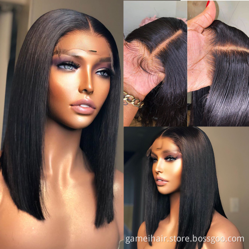 Wholesale Cheap straight Bob Wig Hd Full Transparent Lace Front Human Hair Wig Brazilian Virgin Human Hair Lace Frontal Wig